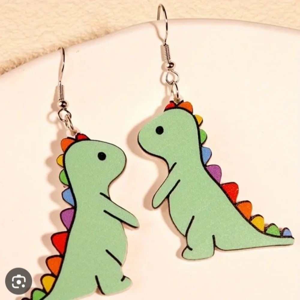 ♥️G Individually $10 Or Bundle 5/$20 Cute Dinosaur Earrings with Rainbow Spikes